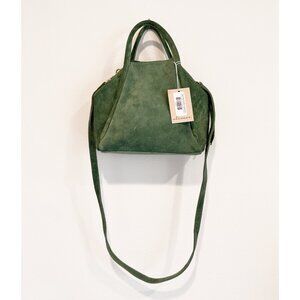 NWT Oliveve Jardin Suede Taya Crossbody Bag | Emerald Green Italian Leather